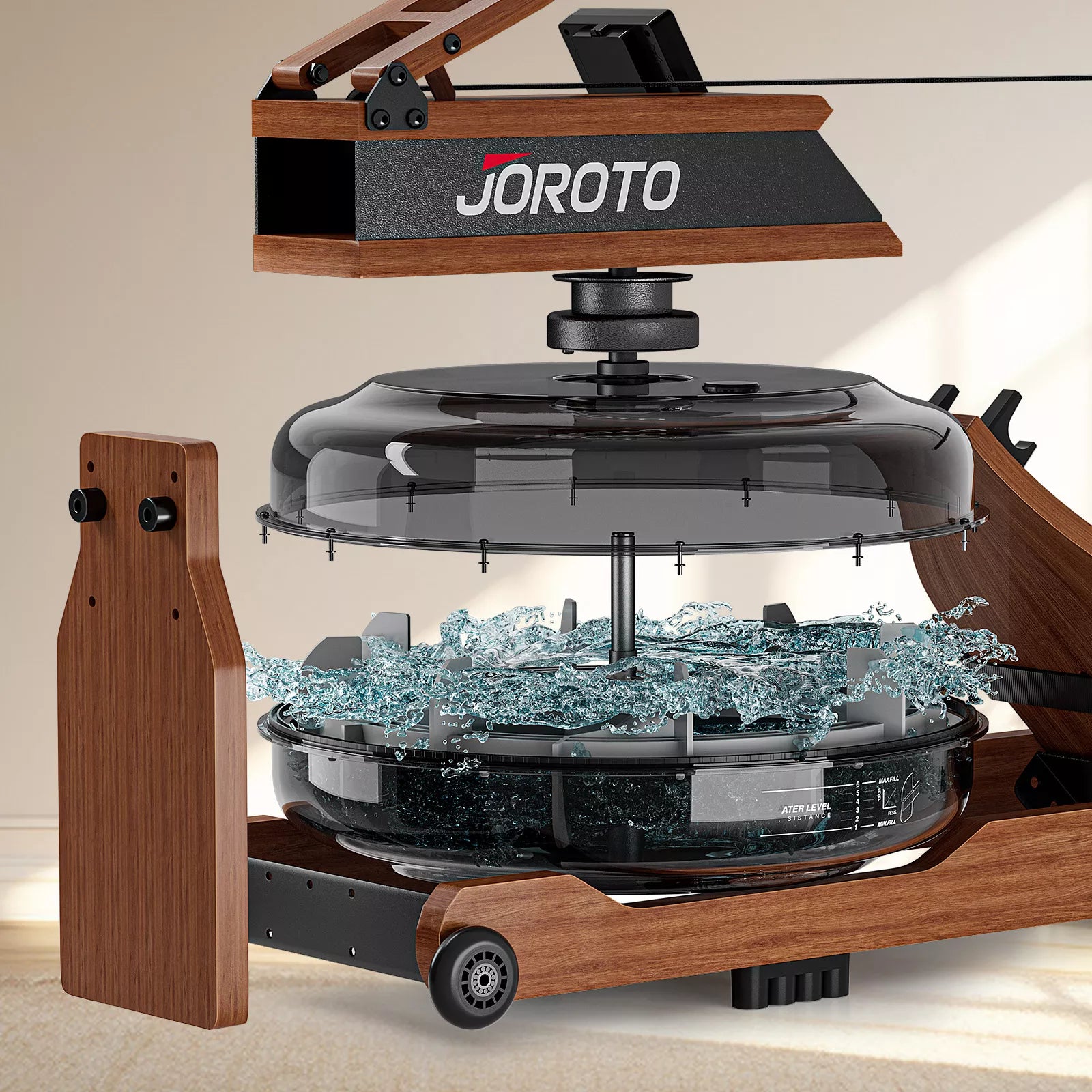JOROTO MR380 Wasser-Rudergerät aus Eichenholz – Faltbar mit 28L Tank