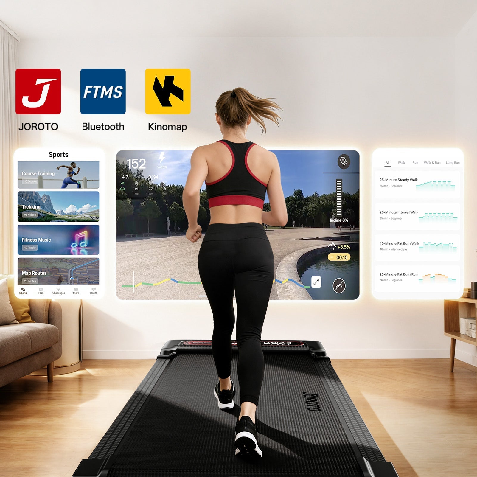 JOROTO F10 Kompaktes Under-Desk Laufband – 4% Steigung & App-Steuerung