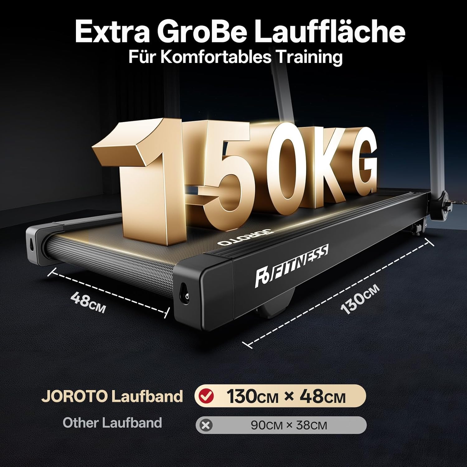 JOROTO F6 Klappbares Smart-Laufband – 16 km/h, 10% Automatische Steigung & Kinomap