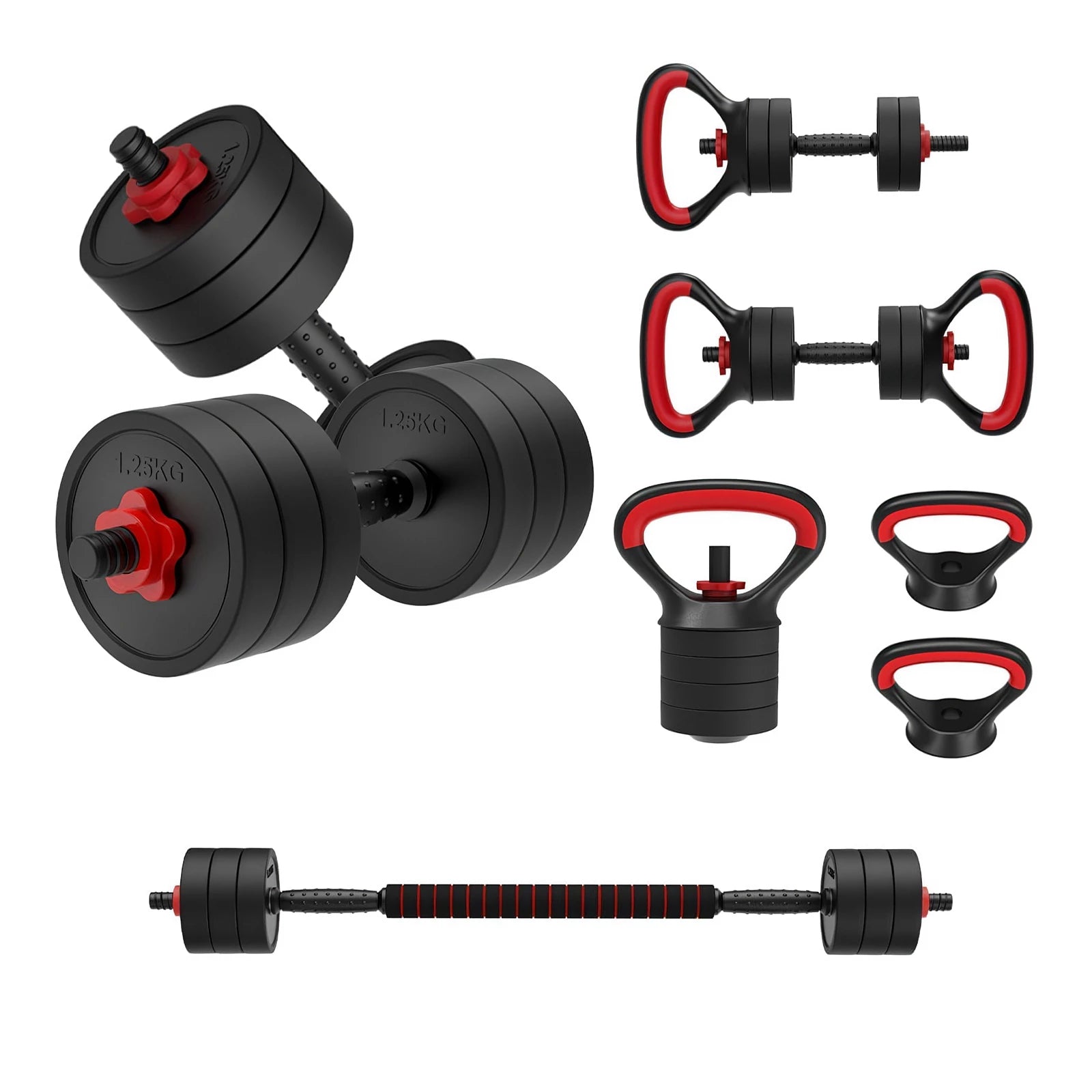 JOROTO JD10 Verstellbares 4-in-1 Hantelset – Kurzhantel, Langhantel & Kettlebell