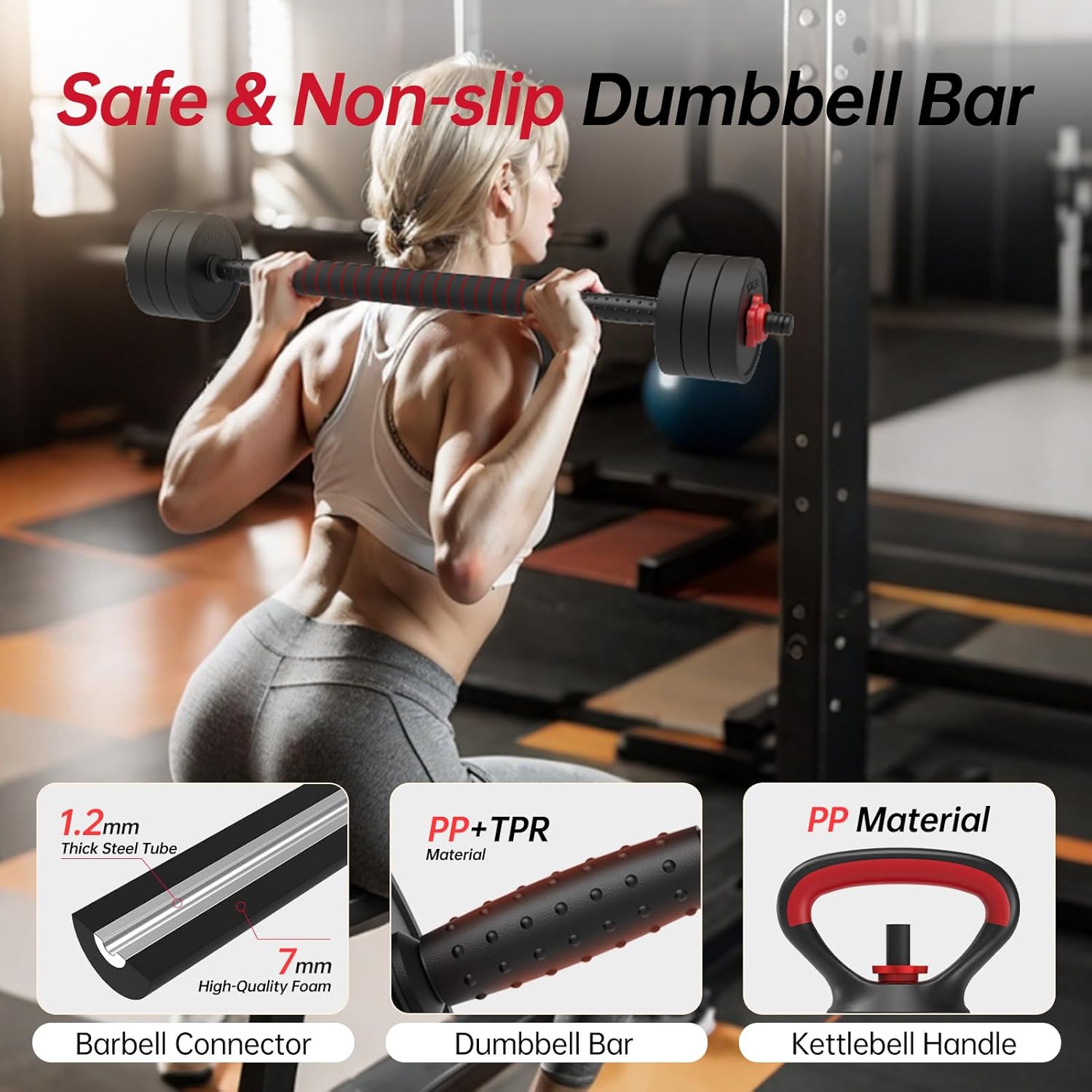 JOROTO JD10 Verstellbares 4-in-1 Hantelset – Kurzhantel, Langhantel & Kettlebell