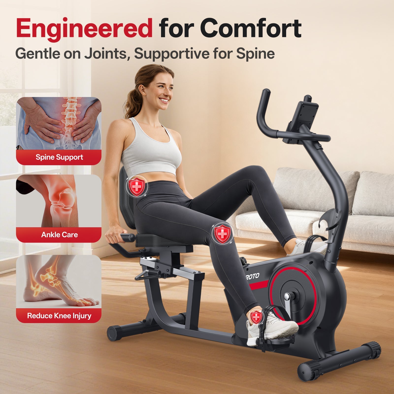 JOROTO JH30PRO Liegeergometer – 16 Magnetstufen, Gelenkschonend & Kinomap