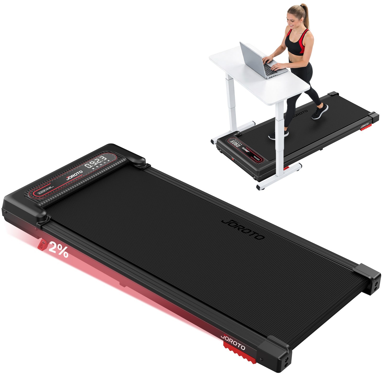 JOROTO F10 Kompaktes Under-Desk Laufband – 4% Steigung & App-Steuerung