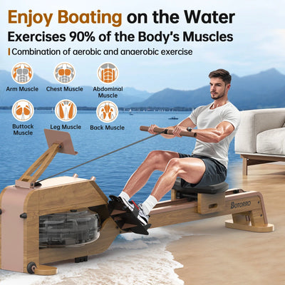 JOROTO Botorro BW7 Premium Wasser-Rudergerät aus Massivholz – 28L Wassertank