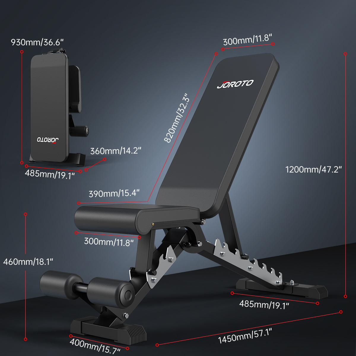 JOROTO MD60 Hantelbank – 360kg Kapazität, Klappbar & 99% Vormontiert