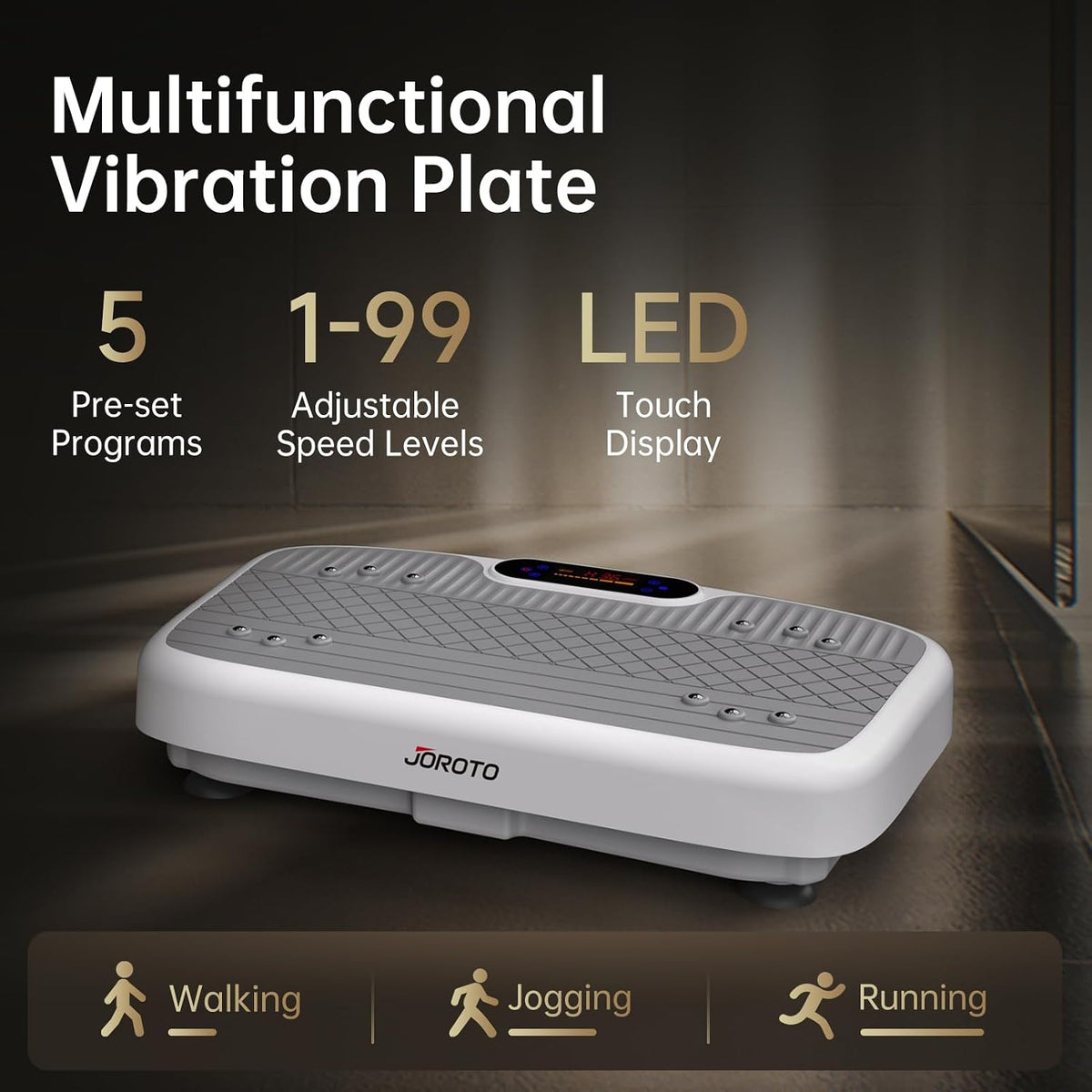 JOROTO JV35 Vibrationsplatte mit Trainingsbändern – 99 Geschwindigkeitsstufen