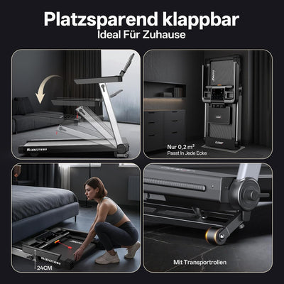 JOROTO F6 Klappbares Smart-Laufband – 16 km/h, 10% Automatische Steigung & Kinomap