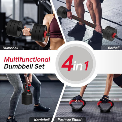 JOROTO JD10 Verstellbares 4-in-1 Hantelset – Kurzhantel, Langhantel & Kettlebell