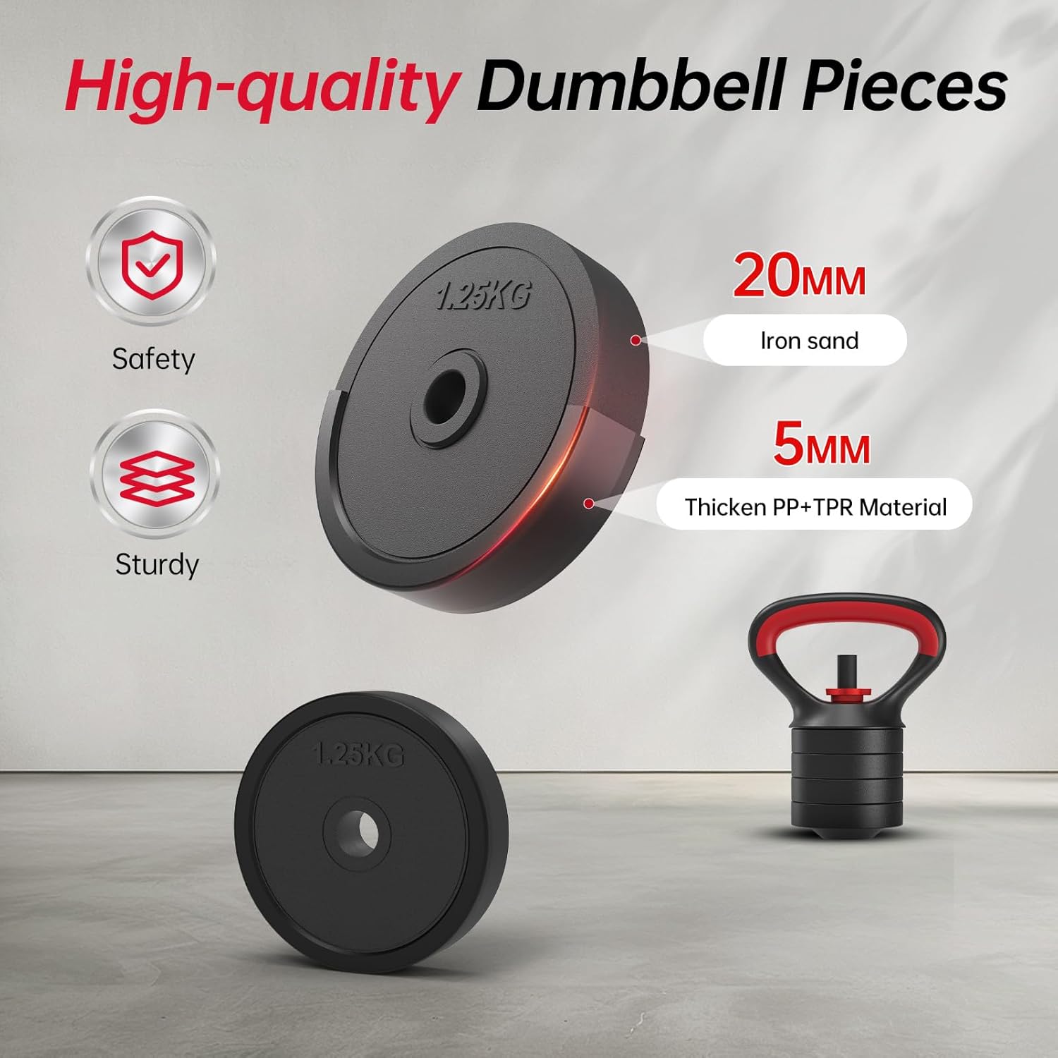 JOROTO JD10 Verstellbares 4-in-1 Hantelset – Kurzhantel, Langhantel & Kettlebell