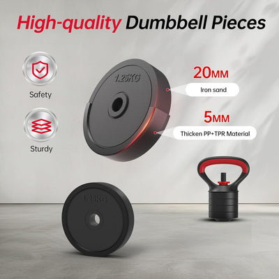 JOROTO JD10 Verstellbares 4-in-1 Hantelset – Kurzhantel, Langhantel & Kettlebell