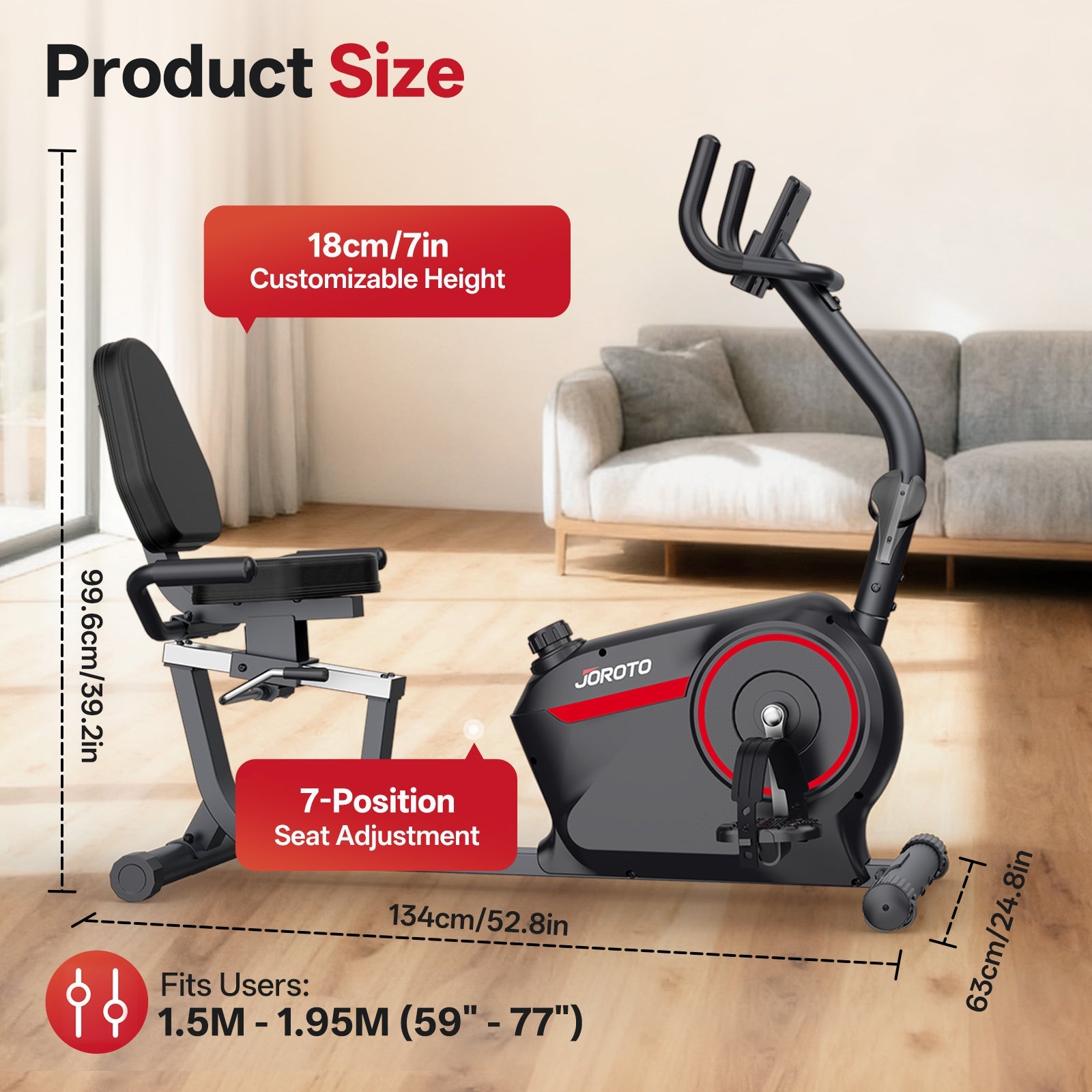 JOROTO JH30PRO Liegeergometer – 16 Magnetstufen, Gelenkschonend & Kinomap