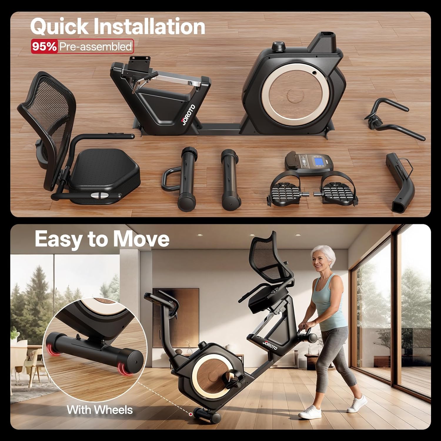 JOROTO JH50 Liegeheimtrainer mit 16 Widerstandsstufen und 180kg Belastbarkeit