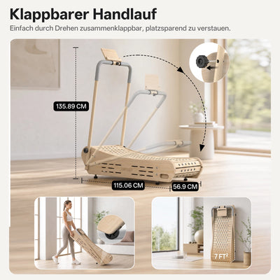 JOROTO F50 Manuelles gebogenes Walking Pad aus Kiefernholz