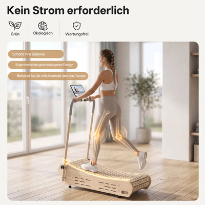 JOROTO F50 Manuelles gebogenes Walking Pad aus Kiefernholz