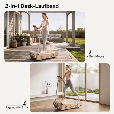JOROTO F50 Manuelles gebogenes Walking Pad aus Kiefernholz
