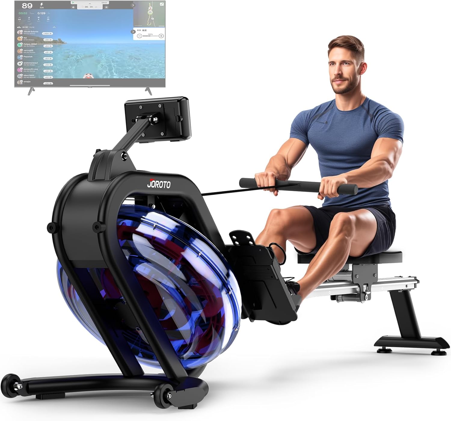 JOROTO MR29 Wasser-Rudergerät – 45° Geneigter Tank, 28L Volumen & Kinomap