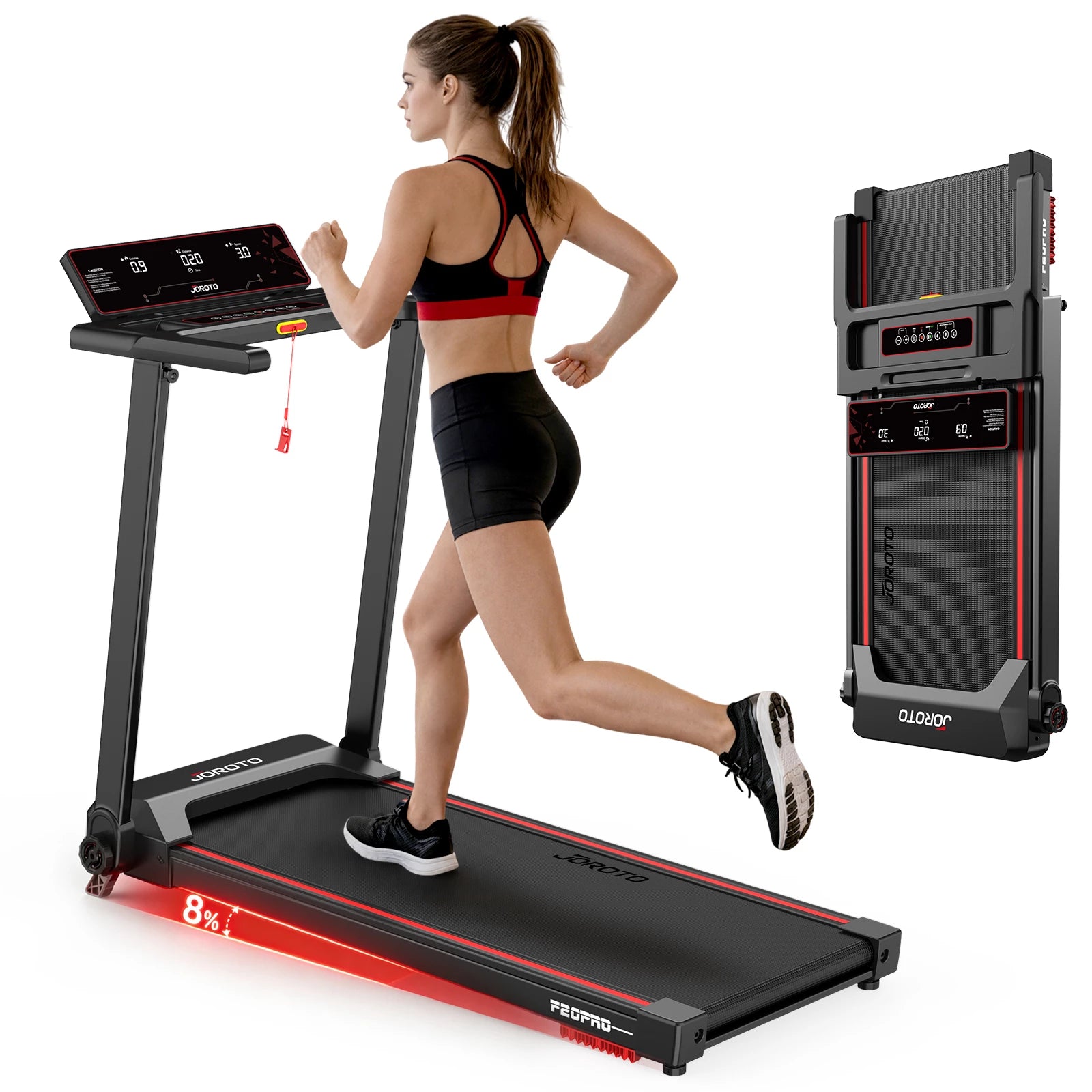 JOROTO F20PRO Laufband – 8% Steigung, 2,5 PS Motor & App-Steuerung